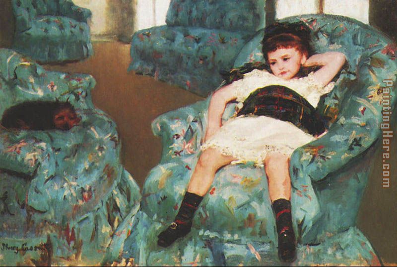 Little Girl in a Blue Armchair 1878 painting - Mary Cassatt Little Girl in a Blue Armchair 1878 art painting